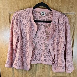 Anne Klein Pink Floral Lace Top